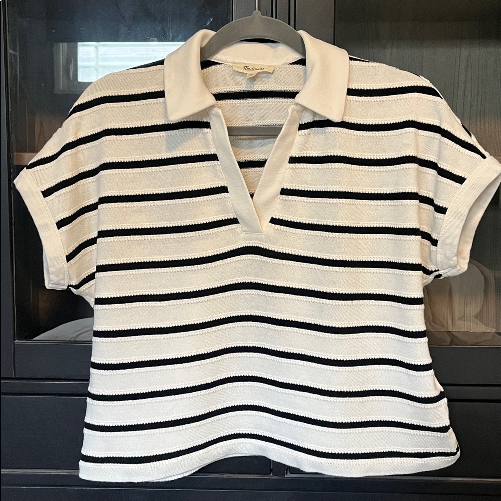 Madewell Striped Collared Boxy Top